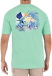 Guy Harvey Men’s Billfish Collection Short Sleeve T-Shirt, Beach Glass/Sailfish, Large