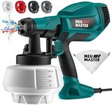 NEU MASTER Upgraded Paint Sprayer - Fence Paint Sprayer,[500W/1200ml/4 Nozzles/3 Patterns] HVLP Electric Spray Gun for Home Interior and Exterior, Cabinets, House, Fence, Ceiling