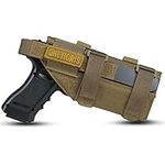 OneTigris Molle Pistol Holster, Universal Gun Holster Tactical Pistol Bags Right Hand Adjustable for Most Compact Medium Full Size Pistol, Coyote Brown