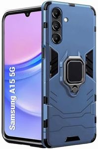 TheGiftKart Tough Armor Bumper Back Case Cover for Samsung Galaxy A15 5G | Ring Holder & Kickstand in-Built | 360 Degree Protection Back Case Cover for Samsung Galaxy A15 5G (PC & TPU, Greyish Blue)