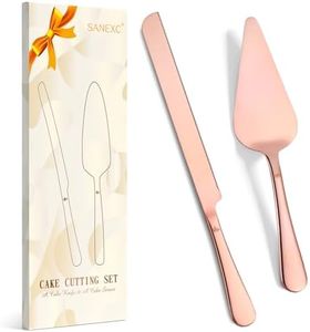 SANEXC Cake Cutting Set for Wedding - Extended Cake Knife And Server Set Thickened Stainless Steel Cake Cutter and Pie Spatula Great for Birthday Anniversary Christmas Gift Rose Gold 2 Pcs