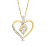 Amazon Collection 18K Yellow Gold over Sterling Silver Diamond Heart Pendant Necklace (1/4 cttw), 18"