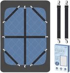 Bed Sheet Fasteners, 8 Pcs Adjustable Max Stretches to 26.8 in Holder Straps Non Slip Straps with Clips to Keep Sheets Firm & Tight, Universal & Black