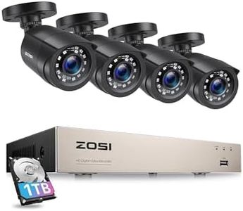 ZOSI Kit de Videovigilancia 5MP Lite 8CH H.265+ Grabador DVR con (4) 1080p Cámara de Seguridad Exterior, Visión Nocturna, Alarma de Movimiento, 1TB Disco Duro