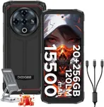 DOOGEE Fire 6 Power(2025) Rugged Smartphone,15500mAh/33W Fast,120LM Flashlight Rugged Phone, 256GB/TF 2TB,50MP,Android 14 Unlocked Phone with 3-in-1 Reverse Charging,6.56" HD+90Hz Phones,NFC/OTG