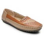 NATSHUZ Casual and Formal Comfortable K157-Tan Slip-on Flat Bellies for Womens and Girls for Fashion | Wedding | Party & Style