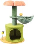 Zthdjdl Flower cat Tree Tower - cat Tree for Indoor Cats with Scratching Post Cat Climbing Activity,Small cat Tree with Hammock Bed condo - Pink Cute cat Tree Flower Scratcher for Cats Natural sisal