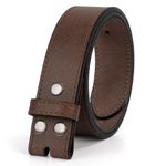 JASGOOD Mens Leather Belt for Buckle,Snap Buckle Replacement Leather Strap,Coffee without buckle,Suit for pant size 33-38 Inches,H-Coffee