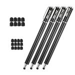 Capacitive Stylus Pens, Rubber Tips 2-in-1 Series, High Sensitivity & Precision styli Pens for Touch Screens Devices (4Black)