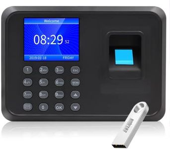 Máquina de Asistencia, Máquina Fichar de Asistencia Biométrica de Huella Dactilar con 8G Disco U, Capacidad de 100.000 Registros,2.4 Pulgadas, Pantalla LCD, Sistema Española