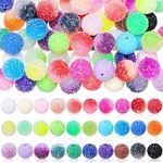 Huquary 80 Pcs 20mm Round Disco Ball Beads Rhinestone Mixed Color Round Crystal Rhinestone Sparkly Beads for Pens and Jewelry Making DIY Necklace Bracelet Party Decoration