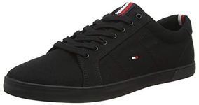 Tommy Hilfiger - Harlow Low Top Sneakers for Men - Shoes for Men UK, Mens Shoes, Mens, Walking Shoes Mens, Shoes - Black Trainers Size 9