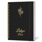 Accounting Ledger Book for Small Business Bookkeeping & Personal Use, Expense Tracker Notebook for Family Budget, Bookkeeping Record Book, Income and Expense Log Book - 8.4" x 6.1" (Black)