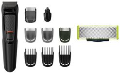 PHILIPS Multi Grooming Kit Mg3710/65,9-In-1 (New Model),Face,Head And Body,60 Mins Run Time&Oneblade Replaceable Blade Pack Including 1 Replaceable Blade,Qp210/51 (Lime), Men