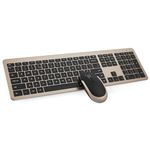 Wireless Keyboard and Mouse Set, seenda Full Size Ultra Slim Quiet USB Keyboard and Mouse QWERTY UK Layout with Numeric Keypad for Windows PC, Laptop, Computer, Black and Gold