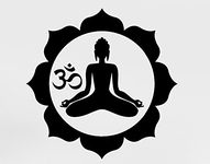 Yoga Lotus Position With OM Symbol Decal Vinyl Sticker|Cars Trucks Vans Walls Laptop| Black |5.5 x 5.5 in|CCI1125