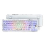 CoolKiller CK68 Hot Swappable Transparent Keyboard with OLED Display, 60% RGB Custom Mechanical Clear Keyboards with BT5.1/2.4G/USB-C Wireless Gaming Gasket Structures, Ice Switches