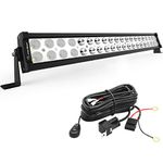 YITAMOTOR 24 Inch Light Bar Offroad Spot Flood Combo Led Bar Waterproof Dual Row LED Work Light with Wiring Harness Compatible for Truck, 4X4, ATV, Boat, Jeep, LED Light Bar 120W White