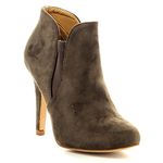 Bella Marie Kendall-10 Women's Soft Round Toe Elastic Cut Out Stiletto Booties Taupe