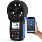 HoldPeak Handheld Anemometer Bluetooth, Digital Wireless Wind Speed Gauge Meter, Air Flow Velocity Temperature CFM Measuring Device for HVAC Outdoor Sailing Shooting Golf, 866B-APP