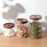 The Better Home Borosilicate Glass Jar with Bamboo Lid|Kitchen Organizer Items and Storage|Multi-utility, Airtight Storage Jar for Cookies,Snacks,Tea,Coffee,Sugar|Set of 3 (340ml, 550ml, 700ml)