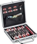 Casemaster Ternion Aluminum Dart Carrying Case Holds 9 Darts, Steel Tip or Soft Tip with Flight Saving Space for Every Dart, 8 Pockets for Accessories with A Mega Pocket for Larger Items