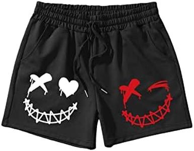 WDIRARA Men's Graphic Print Colorblock Drawstring Waist Active Pocket Shorts Cartoon Multicolor M