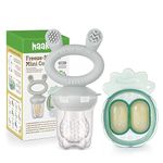 Haakaa Baby Fruit Food Feeder & Mini Freezer Nibble Tray Combo, Breastmilk Popsicle Molds for Baby Cooling Relief, BPA Free Silicone Feeder for Safe Infant Self Feeding, 4 Month+ (Slate Grey)