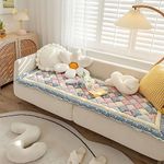 Funny Couch Cover Magic Sofa Cover Garden Cotton Protective Couch Cover Plaid Cream-Coloured Large Plaid Square Pet Mat Bed Couch Cover (Oblique Lattice Blue,70x210 cm/27.6x82.7 in)