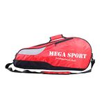 W&G traveler 4 Racquet Tennis Bag with Shoe Compartment for Men Women, Badminton Equipment Bag, Tennis Racket Cover Holder Case Carrying Bag for Pickleball, Squash, Cricket, Red