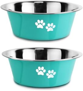 Stainless Steel Dog Bowls, Nonslip Rubber Bottom No Spill Proof Skid Metal Insulated Dog Bowls for Large Medium Small Breed Dogs (Green, 3.6 Cups/29 OZ)