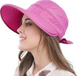 Alexvyan 2 in 1 (Cap and Visor) Wide Brim Round Hat and Sun Visor,UV Protection Summer Cap Hat, Breathable Casual Beach Safari Hat Sun Protection Cap for Women Girl Foldable Adjustable (Dark Pink)