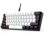 60% Mini RGB Keyboard, 61 Keys LED Backlight Ergonomic Mechanical Feeling Wired Gaming Keyboard for Office Business Gaming (White)