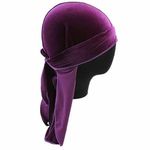 SALON ULTIMATE Velvet Silky Durag Hat Cap Unisex Women Men Premium Designer Doo Rag Wave, Stretchable Velvet Durag Cap, Headwraps, Purple