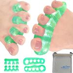 Chiroplax Gel Toe Separators Stretchers Spreader Spacer for Bunion Bunionette Relief Hammer Overlapping Toe Straightener Corrector(2 Pairs w/Pouch) (Mint Green)