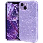 MATEPROX Glitter Case Compatible with iPhone 14 Case Sparkle Sparkly Bling Cute, 3 Layer Hybrid, Anti-Slick Protective Case for iPhone 14 6.1'' 2022-Purple