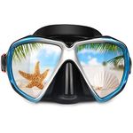 Scuba Diving Mask, HD Snorkeling Mask Anti-Fog Swim mask Tempered Glasses Professional Snorkel Goggles Leak-Proof Swim Goggles with Nose Cover for Diving, Snorkeling, Swimming (Blue)