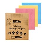 Swish Multi-Purpose Sponge Wipes (Pack of 3) | Reusable Kitchen Cleaning Sponge - 10x Absorbent | Multipupose Washable Sponge Wipes for Dry & Wet Use | Natural Cellulose Sponge Wipes for Kitchen