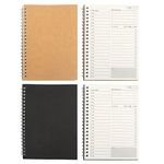 4 Pack Time Management Manual, Daily Planner Notebook To Do List Notepad 100 Pages/50 Sheets A5 Undated Hourly Planner, Spiral To Do List Notebook Achieve Your Goals (Brown, Black)