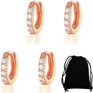 2 Pares Pequeños Pendientes Aro para Mujeres Niñas Acero Inoxidable Aretes, Pendientes de Aro de Cartílago Pendientes de Aro Pequeños de Acero Inoxidable Anillos de Labio Nariz oro rosa,6/8mm