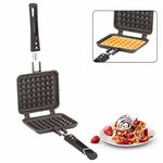 Orange Aluminium Non Stick Heavy Thickness Toast Sandwich Maker With Cool Touch Handle Free Nylon Tongs And Scrubber|Jumbo Bread Non-Electric Sandwich Maker |Black (Waffle Maker) - 1000 Watts