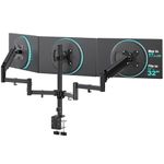 WALI Triple Monitor Mount for 13-27 inch Screens, Adjustable 3 Monitors Desk Mount with Swivel, Tilt, Clamp & Grommet Kit, Gas Spring Arm Triple Monitor Stand, VESA 75x75/100x100mm (GSDM003), Black