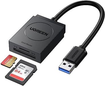 UGREEN SD Card Reader USB 3.0 Dual Slot Flash Memory Card Reader TF, SD, Micro SD, SDXC, SDHC, MMC, RS-MMC, Micro SDXC, Micro SDHC, UHS-I for Mac, Windows, Linux, Chrome, Read 2 Cards Simultaneously