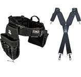Gatorback B240 Electricians Heavy Duty Work Belt 26-30" + Gatorback B606 Molded Air Channel Suspenders w/Spring Hooks Bundle (Small)