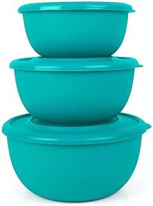 Zaib Microwave Safe Food Storage Container for Kitchen with Lid Pack of 3 Pcs | Capacity - 1250 ML, 800 ML, 500 ML (Turquoise Plain 3 Classic)