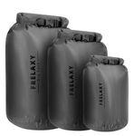 Frelaxy Waterproof Dry Bag 3 Pack, Lightweight Portable Dry Bags, 5L & 15L & 25L Durable Dry Sack Set Keep Gear Dry for Hiking, Travel, Camping, Boating, Backpacking, Kayaking, Fishing