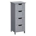 VASAGLE Bathroom Floor Storage Cabinet, Bathroom Storage Unit with 4 Drawers, Bathroom Cabinet Freestanding, 30 x 30 x 82 cm, for Living Room, Dining Room, Kitchen, Modern Style, Mystic Grey LHC040P36