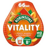 Robinsons Vitality Peach, Mango & Passion Fruit with Vitamin B3 Real Fruit Juice Benefit Drops, 66 ml