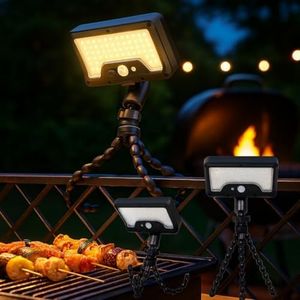 2 Pack Solar Grill Lights with 92 LEDs, 3 Motion Sensor Light Modes & Energy-Saving Desigh, 360° Adjustable Smoker BBQ Grill Accessories, Octopus Shaped, Grill Gifts for Him Her Parents Husbands