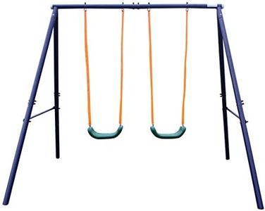 Heavy-Duty Swing Set,Two Seats A-Frame Metal Swing Set,Outdoor Backyard Playground Swing Set for Kids, Toddlers，Sturdy and Stable, Easy to Assemble